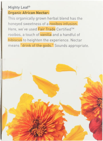 Mighty Leaf Herbal Tea, Organic African Nectar, 15 Pouches (Pack Of 3)