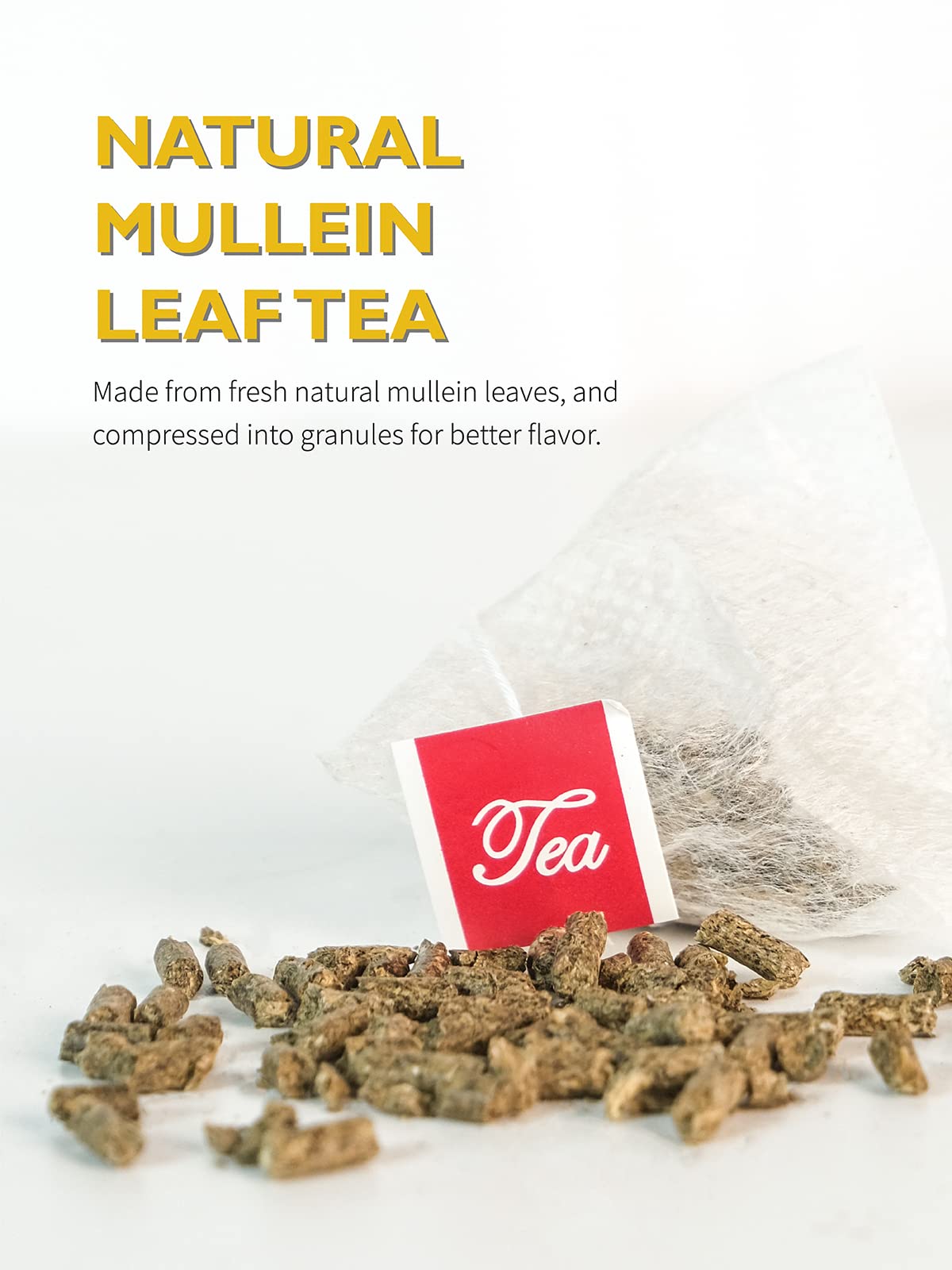 TeeLux Mullein Leaf Tea Bags, Caffeine Free, Biodegradable, 60 Count, 3g/Bag
