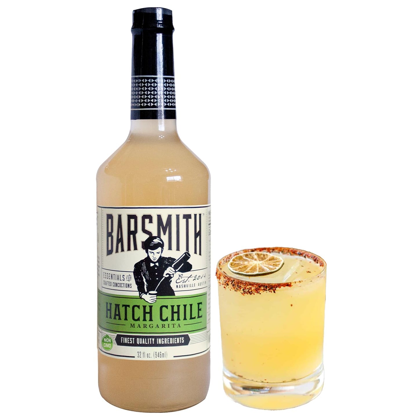 Barsmith Hatch Chile Margarita Mix - Bold Spicy Margarita Mixer With Roasted Hatch Chile And Citrus Flavor - Non-Gmo & Gluten-Free - Perfect For Mixed Flavors And Spicy Drinks - 32Oz Bottle (Pack Of 1)