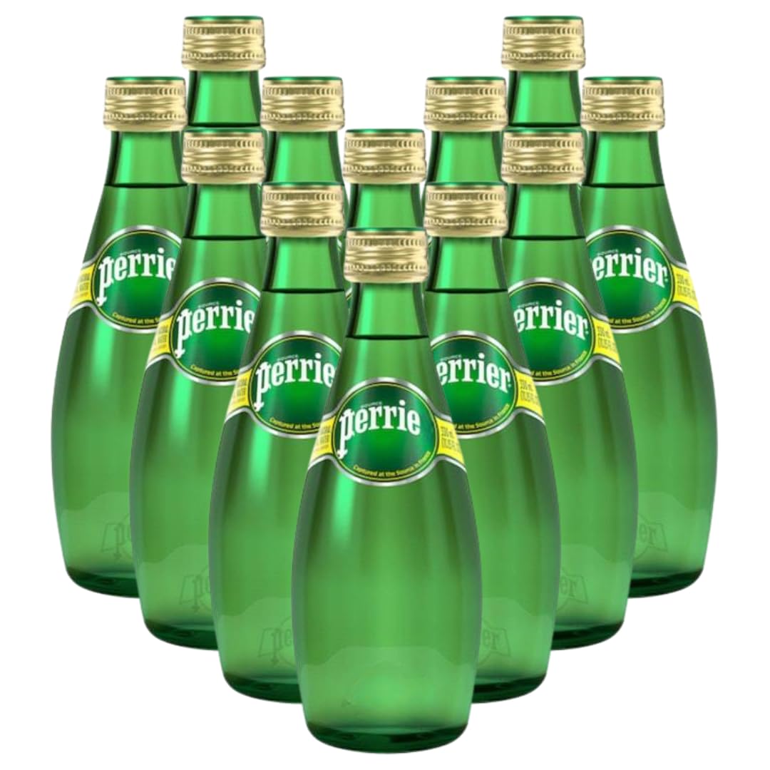 Perier Sparkling Natural Mineral Water, Carbonated Mineral Water, 330 Ml Glass Bottle (Pack of 12)