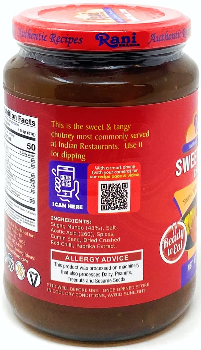 Rani Sweet Mango Chutney (Indian Preserve) 36Oz (2.2Lbs) 1Kg Value Pack, Glass Jar, Ready To Eat, Vegan ~ Gluten Free, All Natur