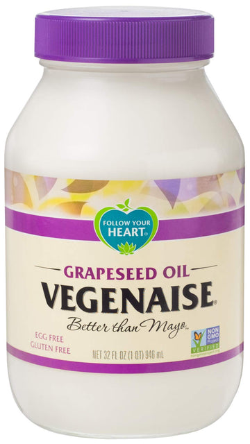 Follow Your Heart Grapeseed Oil Vegenaise, Dairy Free, Non GMO, Egg Free, 32 Fluid Ounces (Pack Of 6)
