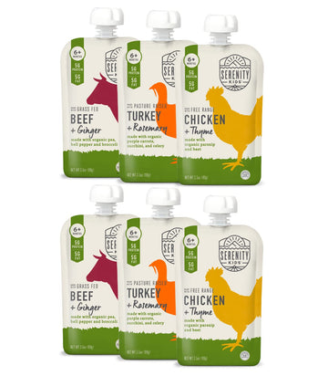 Serenity Kids 6+ Months Baby Food Pouches Puree - Bpa-Free Meats & Herbs - Organic Baby Food Puree With Meat & Veggies - 3.5 Oz, 6 Pack