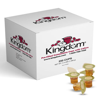Kingdom Prefilled Communion Cup With Wafers(250Ct-White Juice) Sealed In A Single-Serving Container With 1-Year Shelf Life, Perf