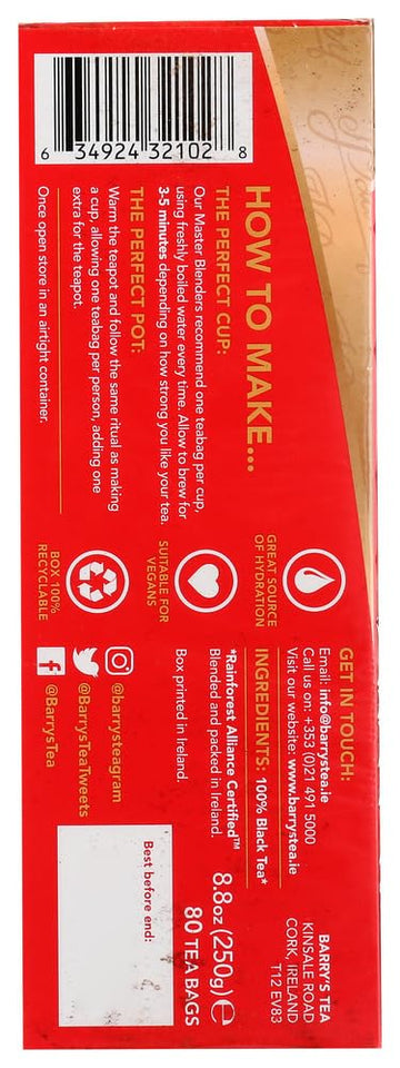 Barry'S Tea Bags, Gold Blend, 80 Count (Cominhkg041738)