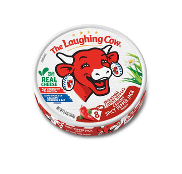 The Laughing Cow, Spreadable Cheese Wedges, 6oz Round (Pack of 4) (Choose Flavor Below) (Creamy Spicy Pepper Jack)