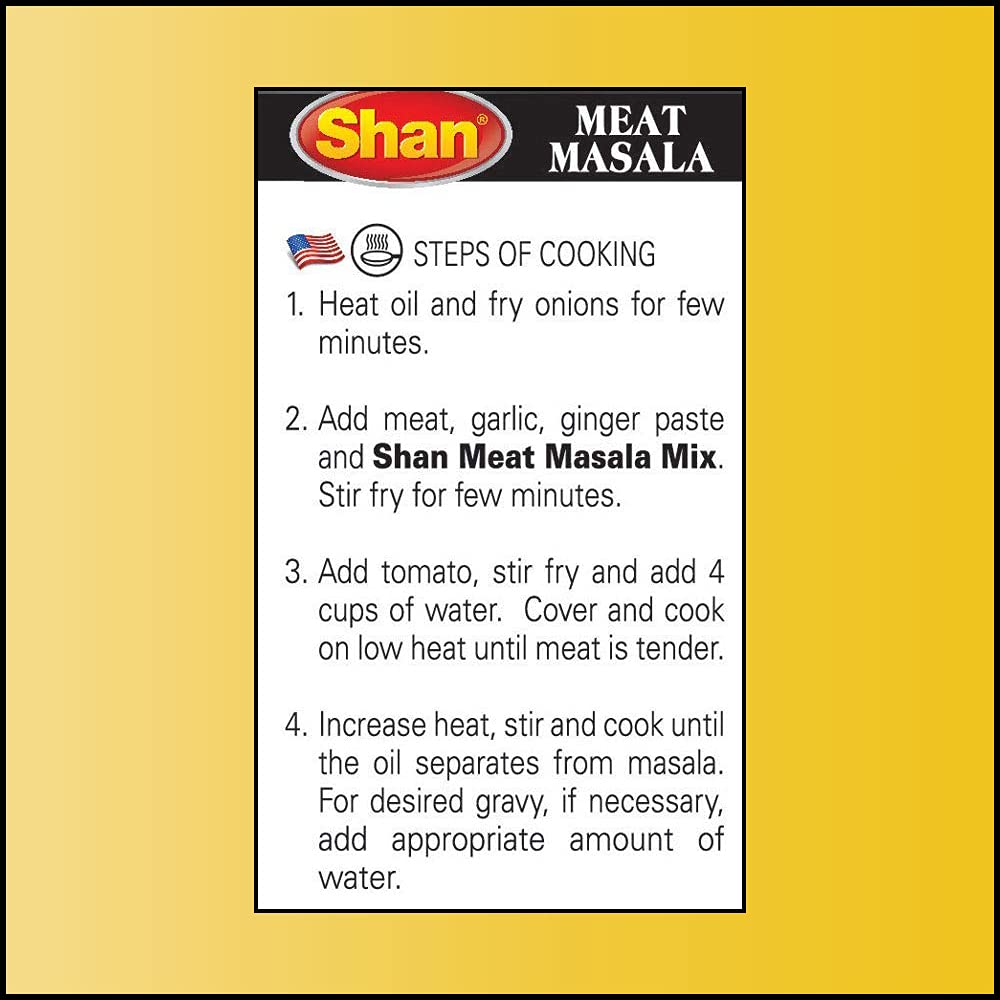 Shan - Meat Masala Seasoning Mix (100G) - Spice Packets For Medium Meat Curry (Pack Of 6)
