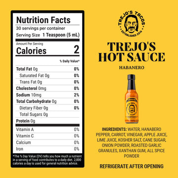 Trejo'S Habanero Hot Sauce | Bold & Smoky With Sweet Carrot, Onion & Garlic | Handcrafted In Usa | Vegetarian & Non-Gmo | Perfec