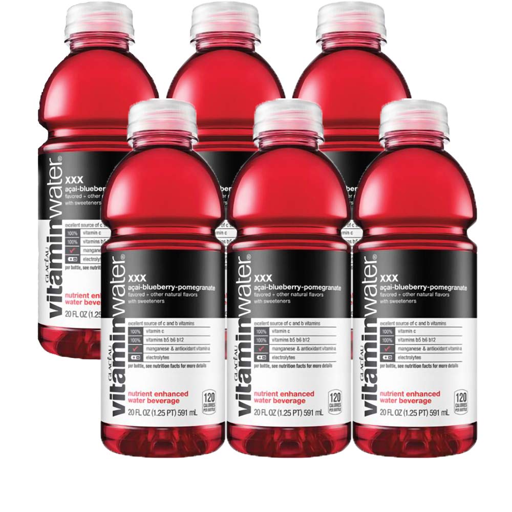 gaak Vitamin Water Acai-Blueberry-Pomegranate, 20 Oz Bottle, Pack of 6, Total 120 Oz