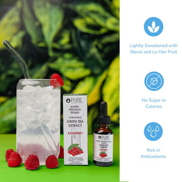 Pure Inventions Water Infusion Drops - Green Tea Antioxidants, Sugar-Free, 2 Fl Oz, Raspberry