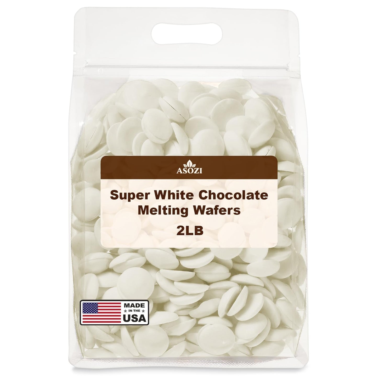 Super White Chocolate Melting Wafers - 2Lb Resealable Bag Top-Grade Melting Chocolate Baking & Candy Coating Chocolate For Cookies Truffles Confections & Desserts (Super White Chocolate)