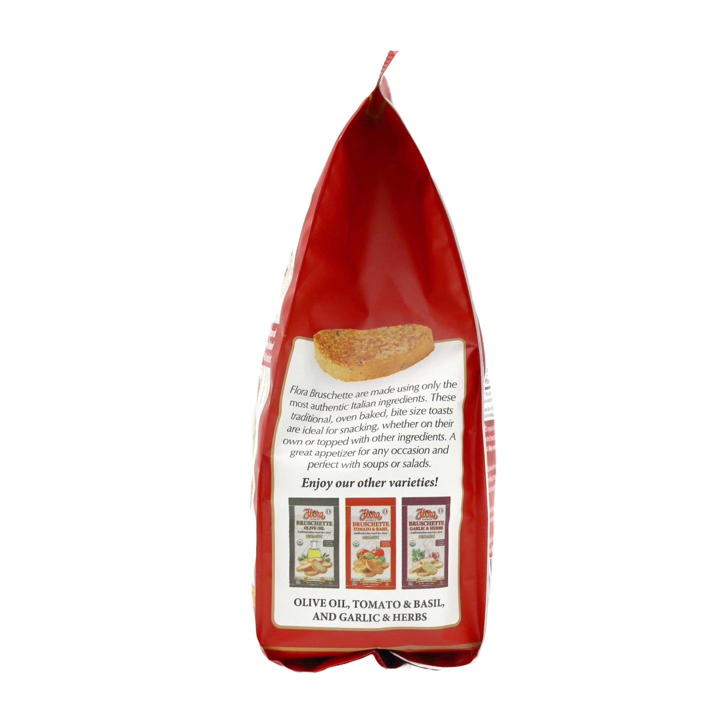 Flora Organic Bruschette Mini Toasts - Tomato & Basil - Italian Snack - USDA Organic - No Trans Fat - Oven Baked - 5.3 oz (150g)