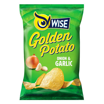 Wise Snacks Onion And Garlic Potato Chips Bulk Snack For Fun And Tasty Snacking 0.75 Ounce 40 Count, Gluten Free, 0G Trans Fat,