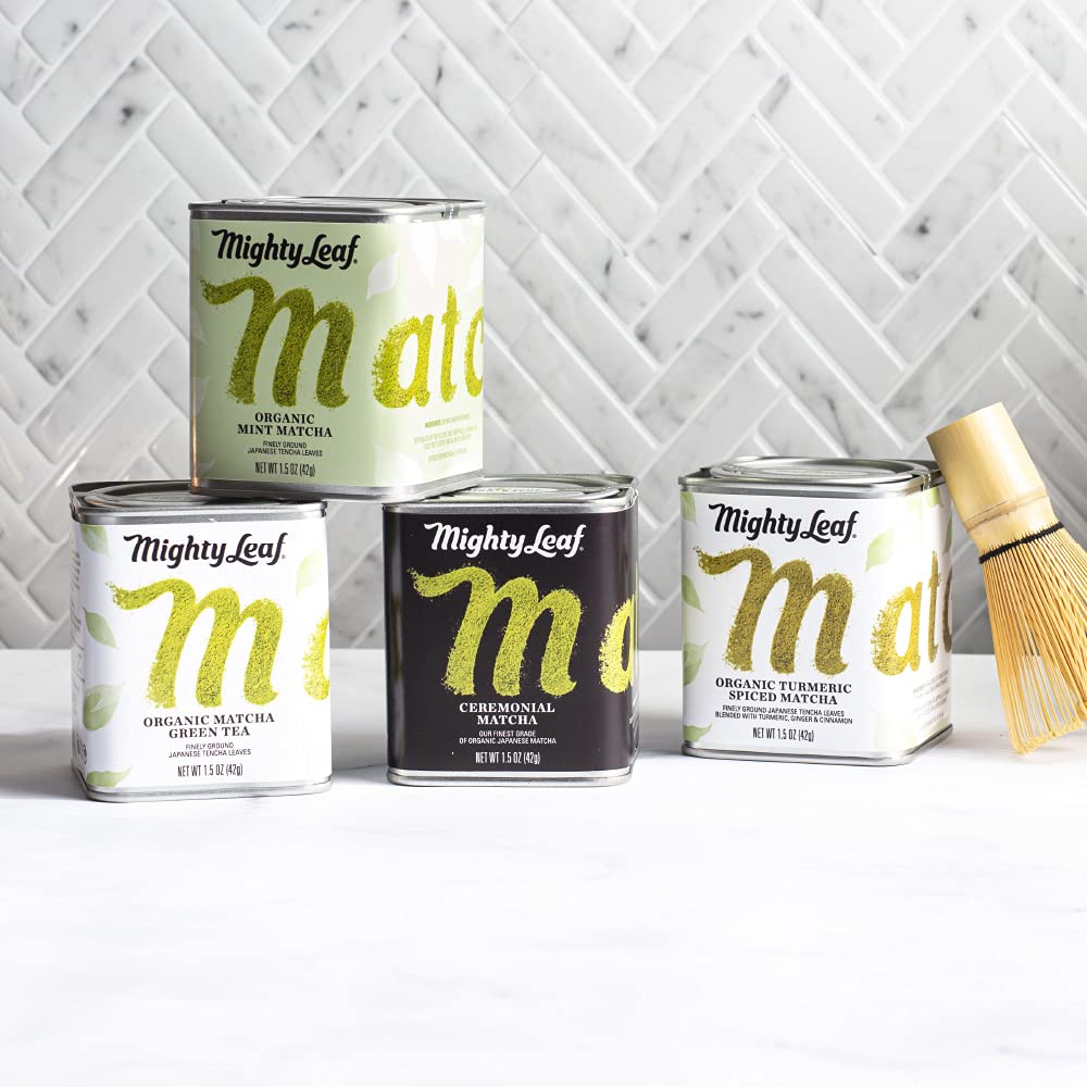 Mighty Leaf Tea, Organic Mint Matcha Green Tea Powder, 1.5 Ounce Tin, Japanese Matcha With Mint Powder, Unsweetened