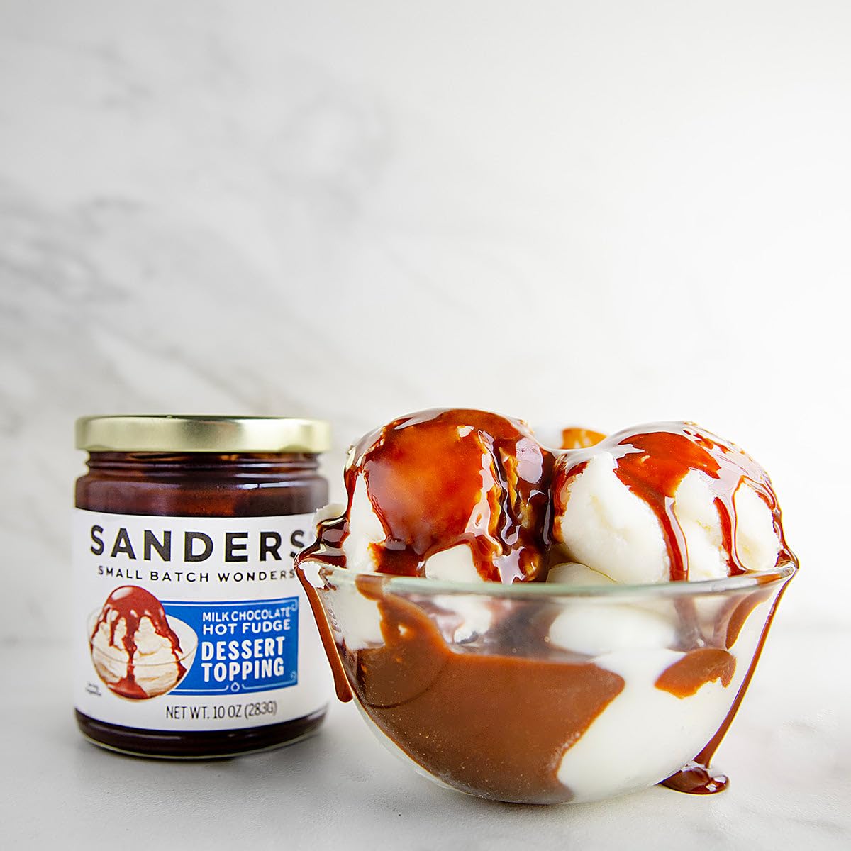 Sanders Milk Chocolate Hot Fudge Topping 10oz Jar (3-Pack) - Gluten-Free Ice Cream Sauce for Cakes & Desserts - Premium Quality
