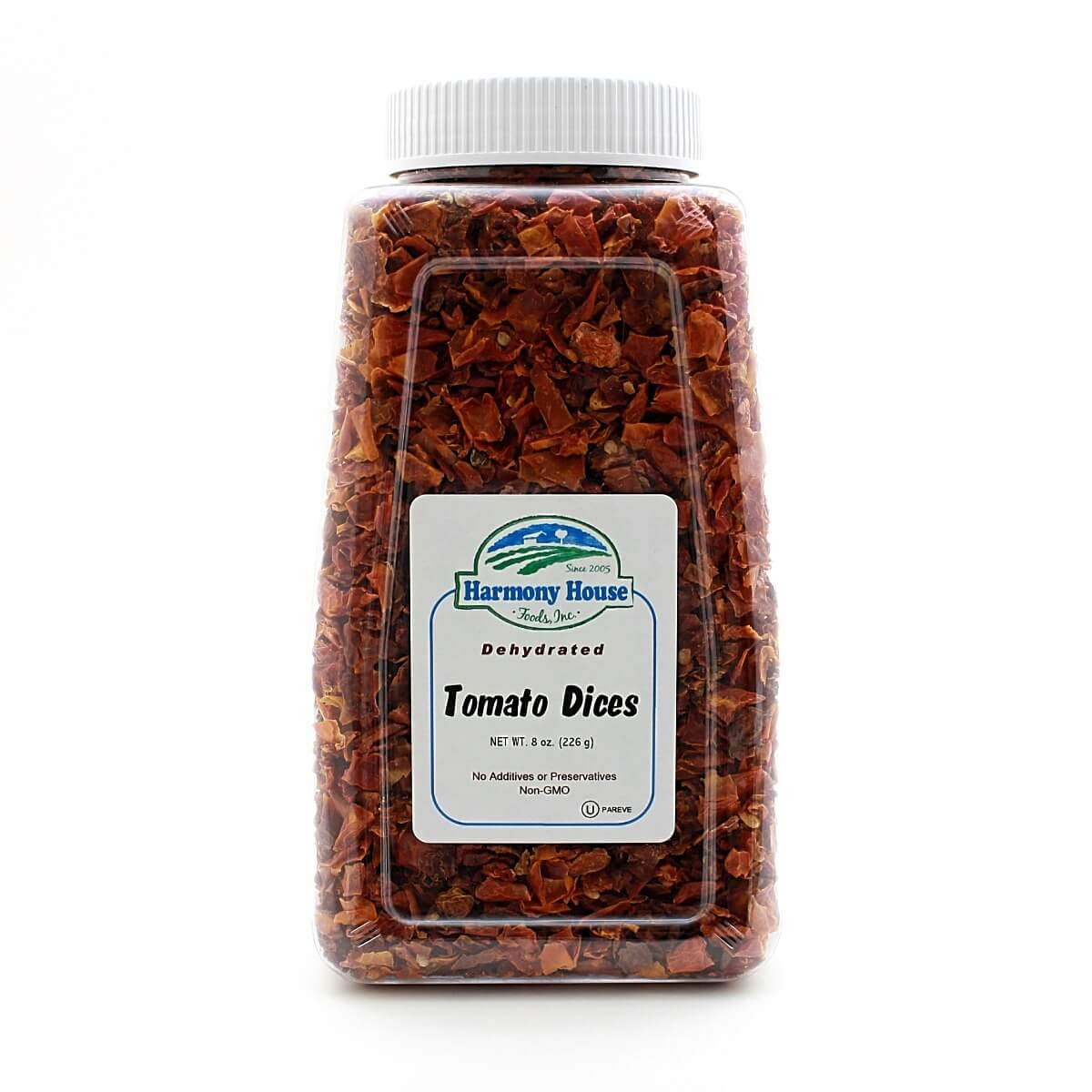 Harmony House Foods Dried Tomato Dices (8 Oz, Quart Size Jar) For Cooking, Camping, Emergency Supply, And More
