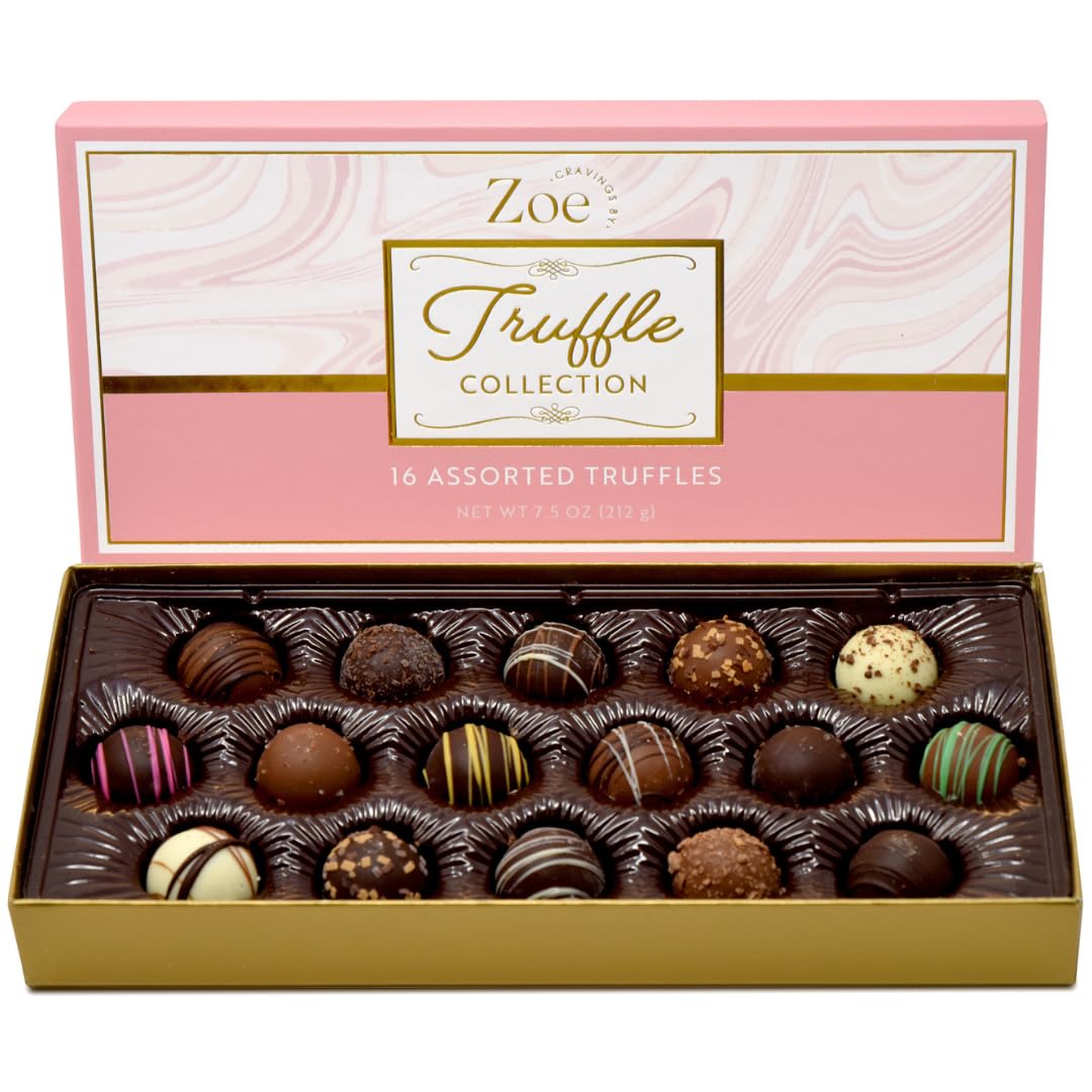 Cravings By Zoe Mothers Day Chocolate Truffle Gift Box | 16 Count | Assorted Gourmet Milk & Dark Chocolate Candy Food Gift Basket Anniversary Birthday Get Well Holiday Thank You Men Women Mom Her
