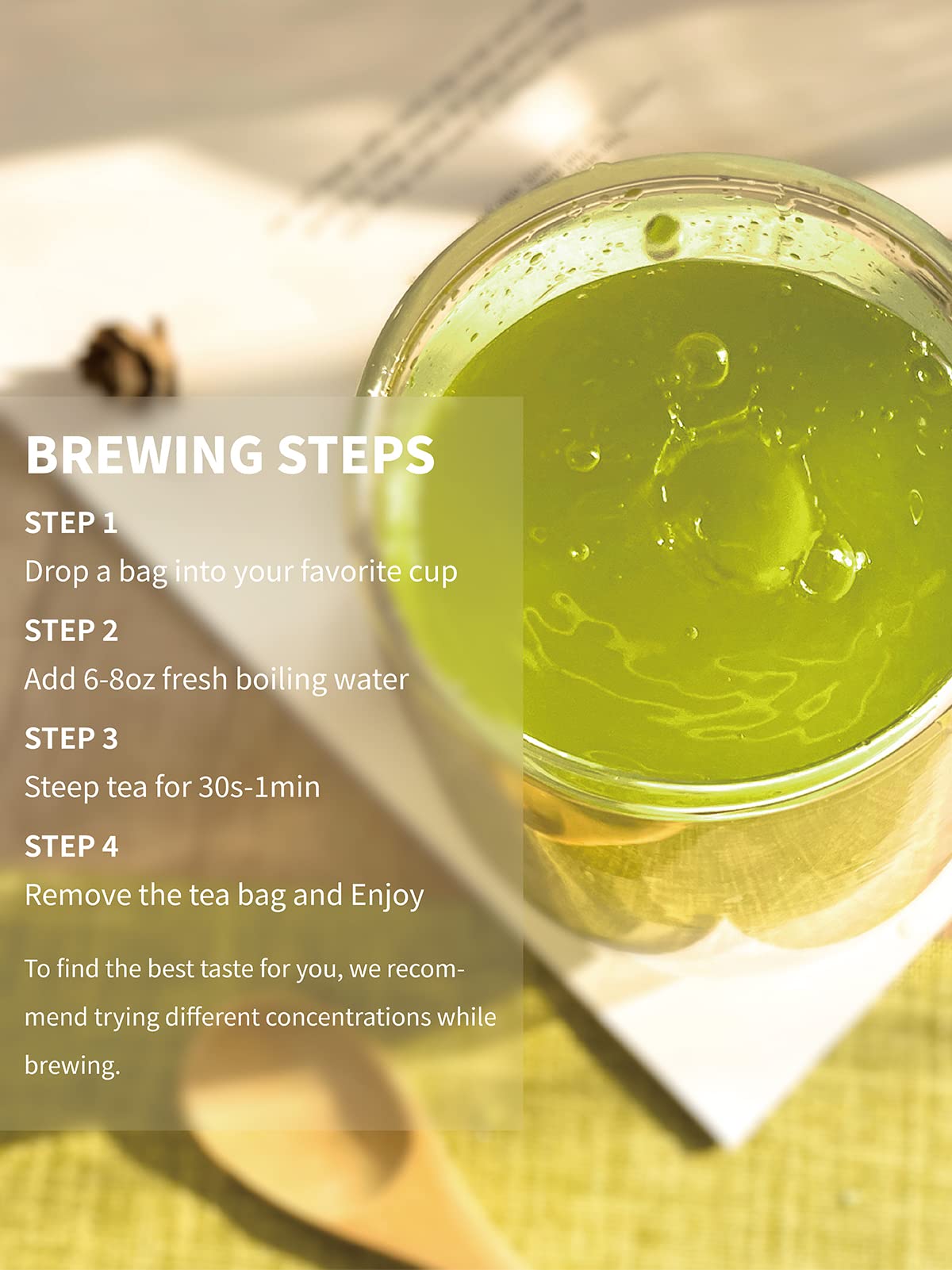 Teelux Matcha Green Tea Bags, Classic Premium Japanese Matcha + Sencha Green Tea, Super Antioxidant, Zero Calories, Caffeinated,