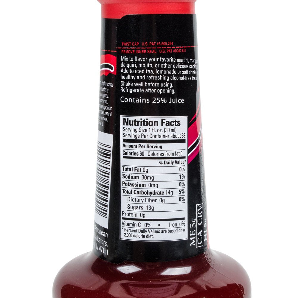 Finest Call Premium Wild Berry Puree Drink Mix, 1 Liter Bottle (33.8 Fl Oz)