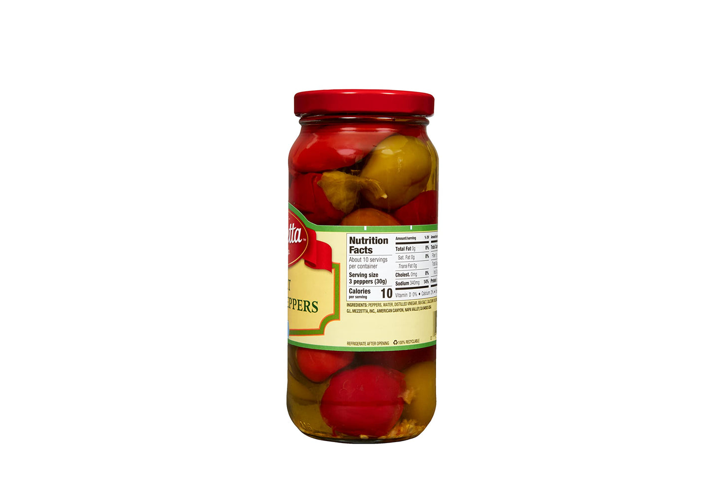 Mezzetta Sweet Cherry Peppers, Mild | Kosher, Gluten Free, Keto | 16 Fluid Ounce Jar (Pack Of 6)