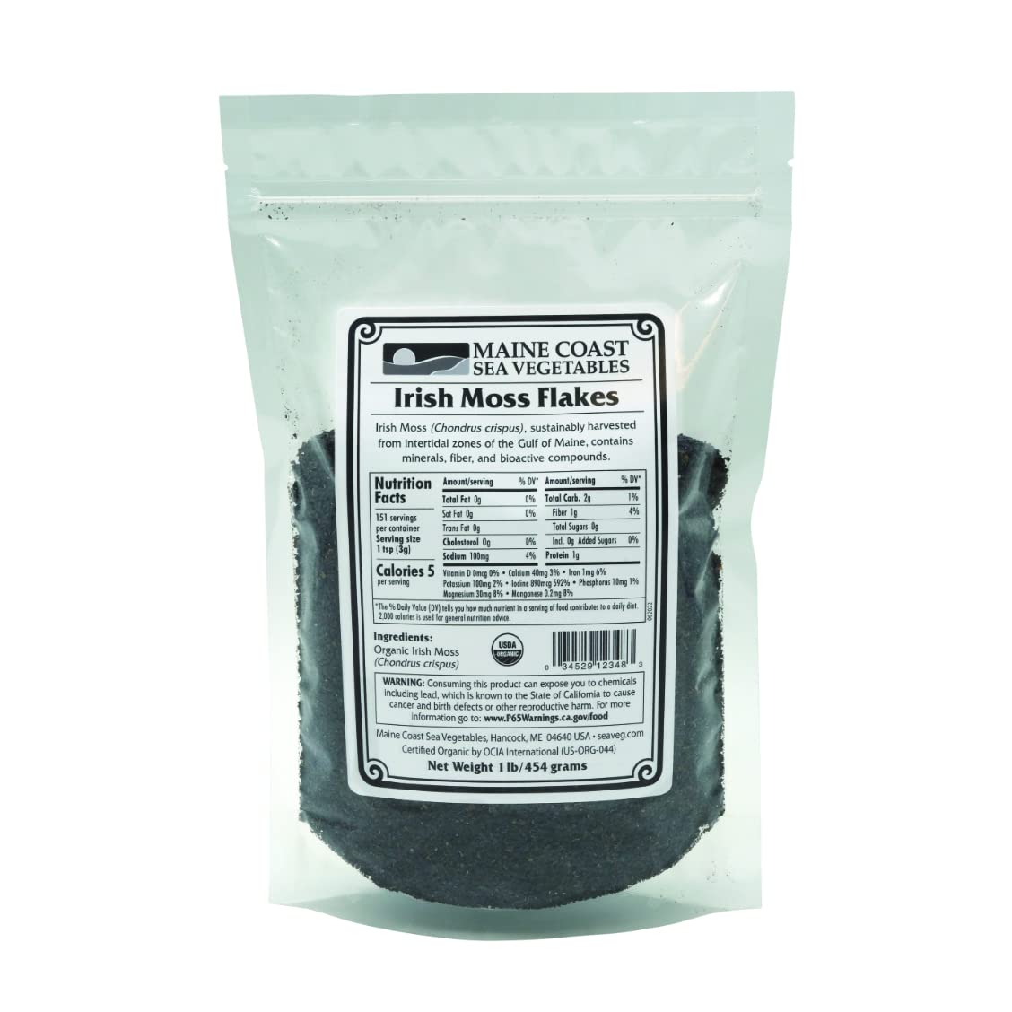 Irish Moss Flakes (Chondrus Crispus) - Organic Seaweed - 1 Lb