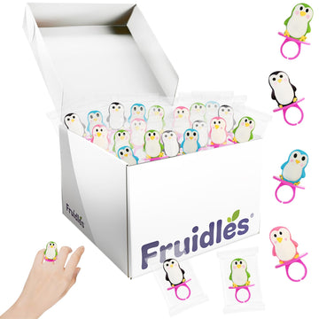 Fruidles Penguin Lollipops And Candy Rings Suckers, Fat-Free, Individually Wrapped (Penguin Candy Rings, 24-Pack