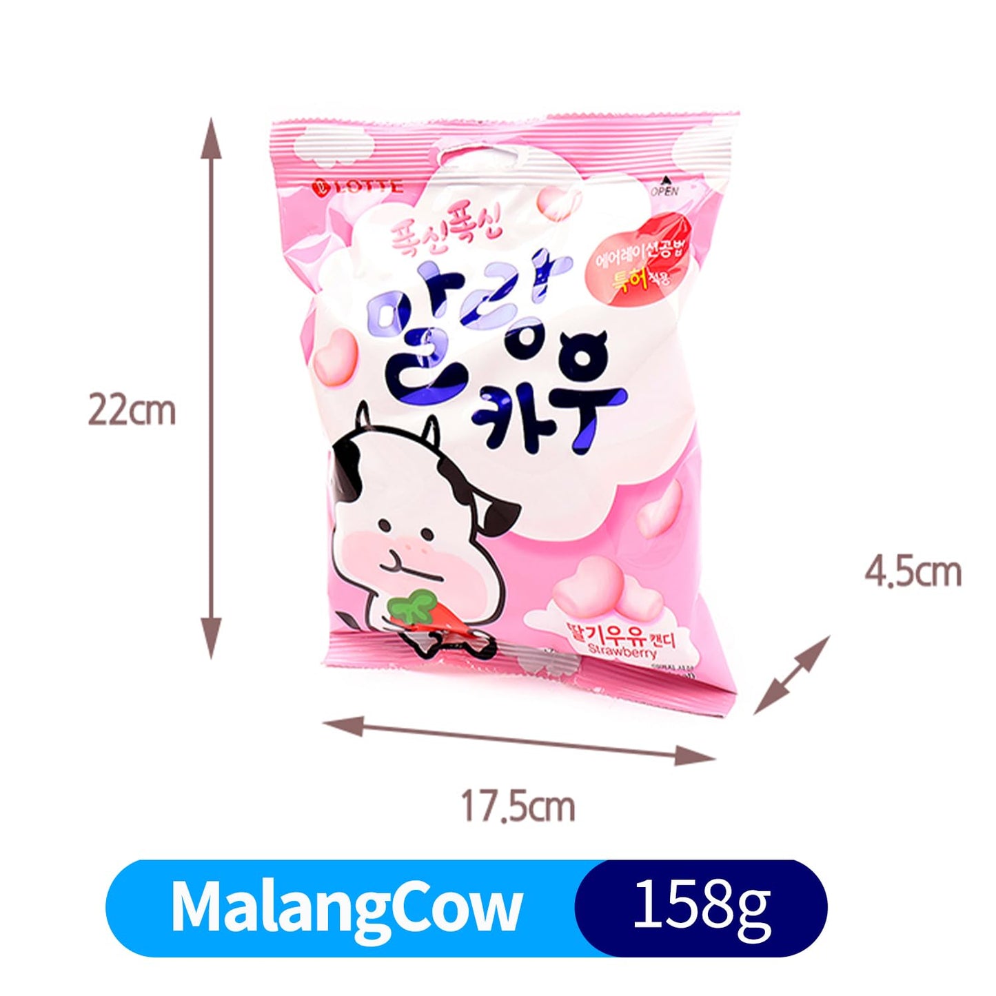 COELO Strawberry Milk Chewy Candy, 5.5oz (158g), Soft Fruit Flavor, Individual Wrapped K-Snack, On-The-Go