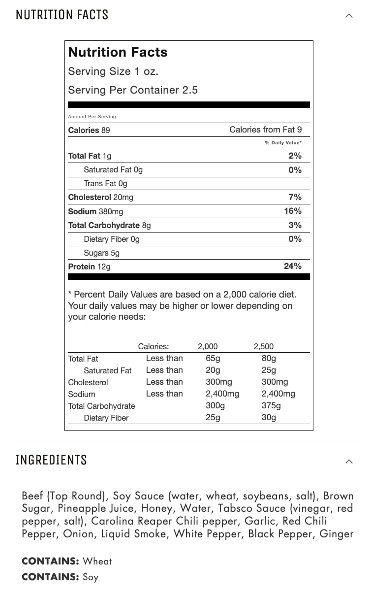 Jerky.Com'S Carolina Reaper Beef Jerky, Hottest Jerky In The World, 12G Of Protein, All-Natural Keto Diet Snack, No Added Preser