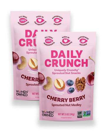 Daily Crunch Sprouted Almonds, 5 Ounce Resealable Bag (Cherry Berry, 2 Pack) - Sprouted And Dehydrated For A Unique Crunch, Keto