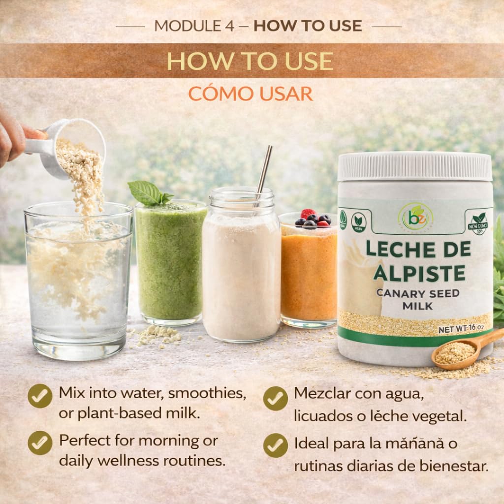 B-Experts Leche de Alpiste POLVO - 100% Natural Canary Seed Milk, 16oz