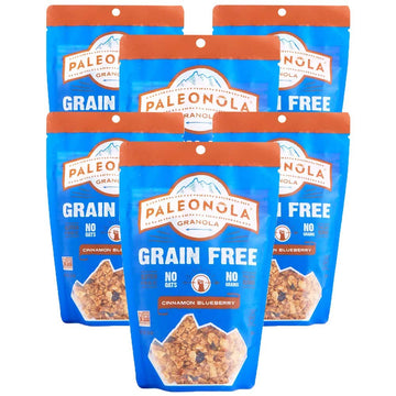 Paleonola Grain Free Granola | Gluten Free, Non-GMO, Dairy Free, No Refined Sugars, 10 Oz Bags (Cinnamon Blueberry, 6 Pack)