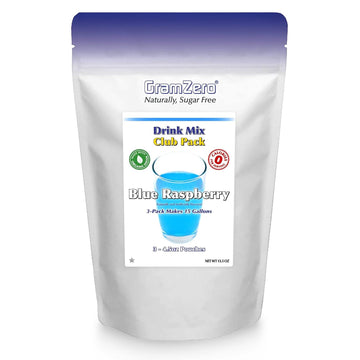 GramZero All Natural Blue Raspberry Zero Calorie Sugar Free Drink Mix, Great For Nutrition Club Loaded Tea, Stevia Sweetened