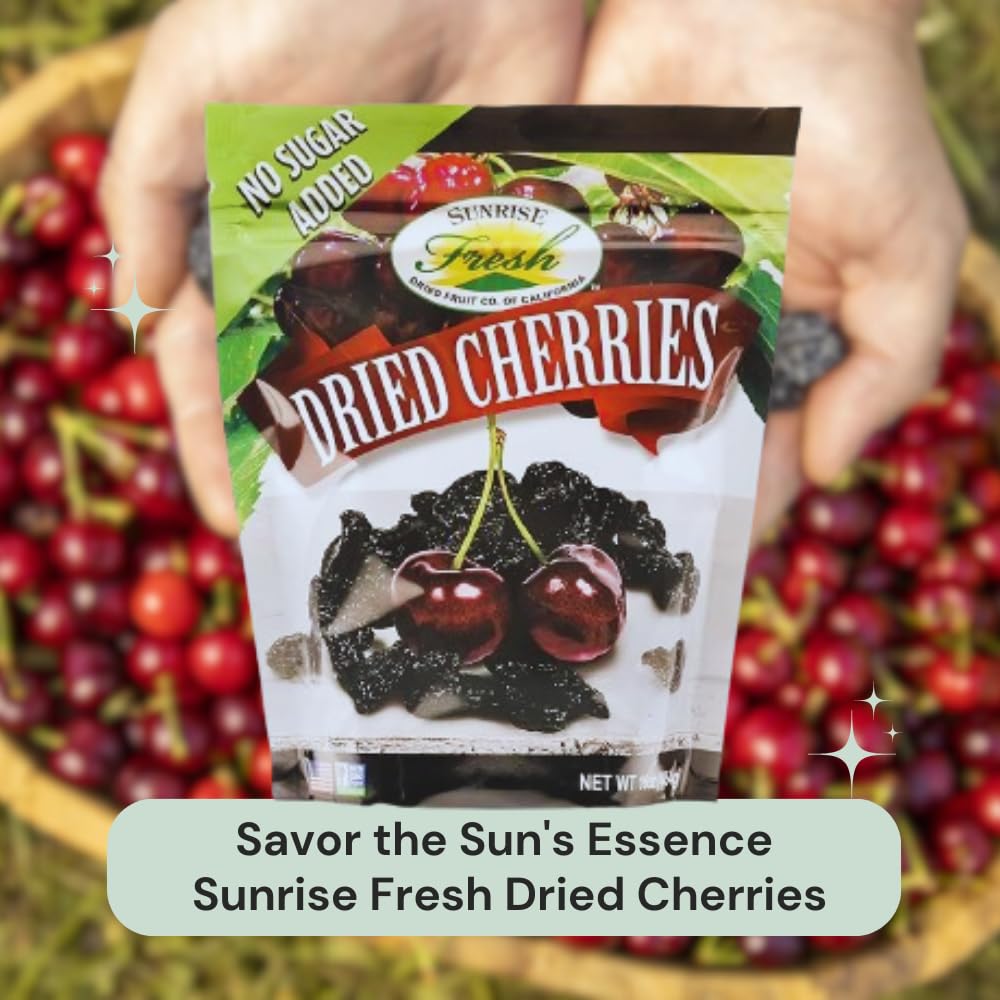 SUNRISE FRESH DIED FRUIT Dried Dark Sweet Cherries, All-Natural, Unsweetened, 32oz Bag
