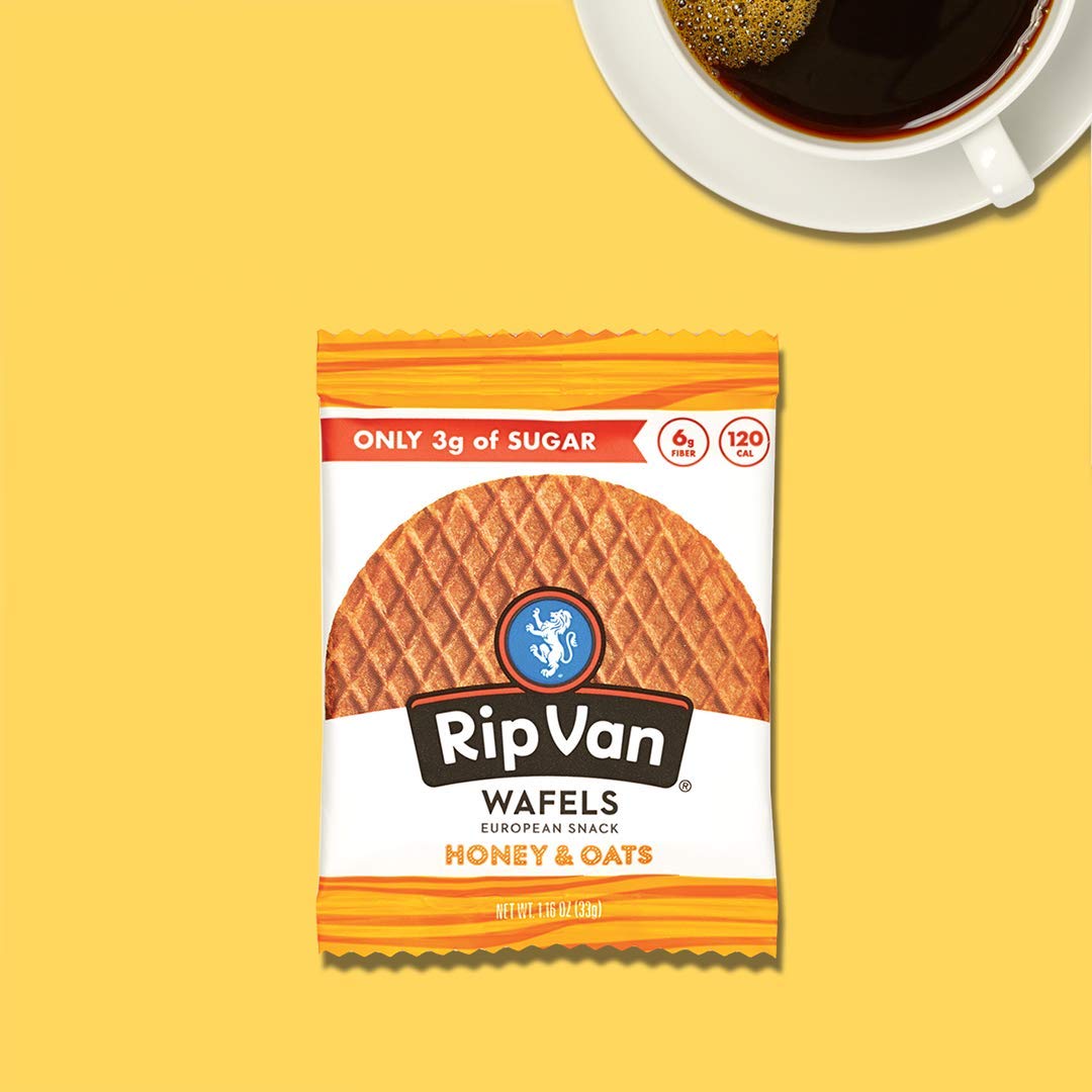 Rip Van Wafels Honey & Oats Stroopwafels - Healthy Snacks - Non Gmo Snack - Keto Friendly - Office Snacks - Low Sugar (3G) - Low Calorie Snack - 48 Count (Pack Of 1)