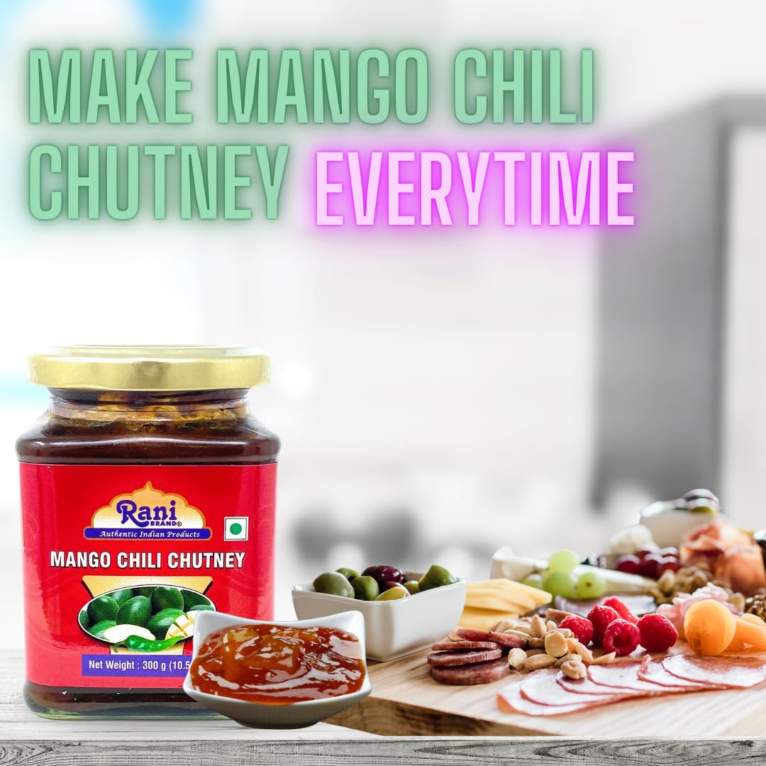 Rani Mango Chili Chutney (Spicy Indian Preserve) 10.5Oz (300G) Glass Jar, Ready To Eat, Vegan ~ Gluten Free, All Natural, Non-Gm