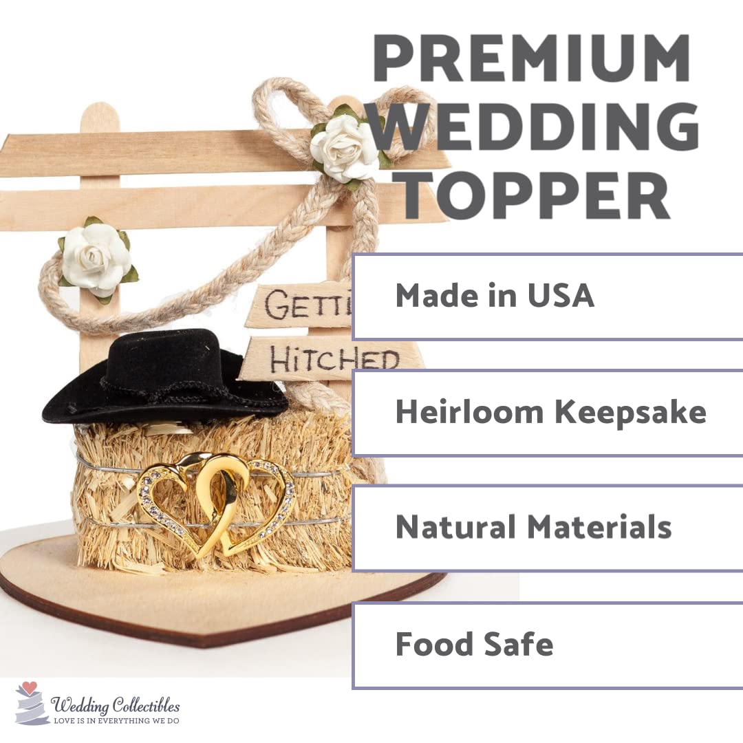 Gettin Hitched Western Affection Wedding Cake Topper: Heart Color: Gold