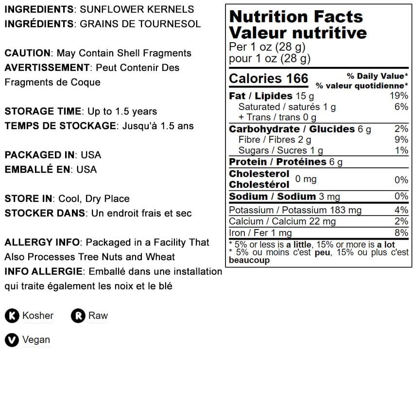 Food To Live Sunflower Seeds, 12 Pounds – Non-Gmo Verified, Kernels, No Shell, Kosher, Raw, Vegan, Sirtfood, Bulk