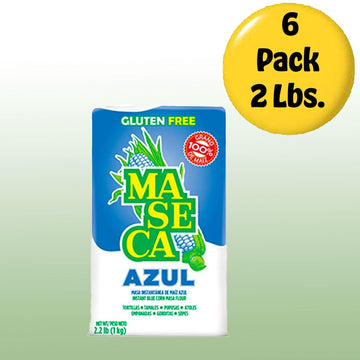 Maseca Azul Gluten Free Harina De Maiz (Corn Flour) 2 Lbs Bag 6 Pack