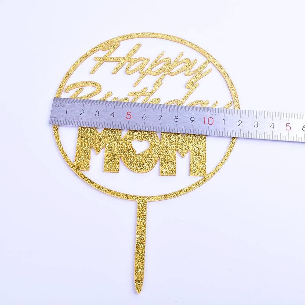 Yuinyo Happy Birthday Cake Topper For Mom Party, Cake Topper For Mama Cake Topper Decorations Happy Mother Party Supplies (Gold