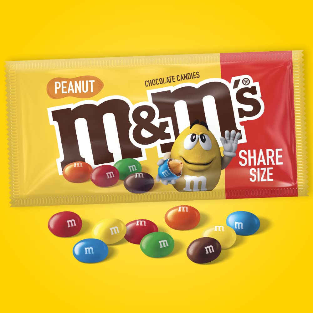 M&M'S Peanut Chocolate Candy, Full Size, Pack Of 24 Bulk Candy Chocolate