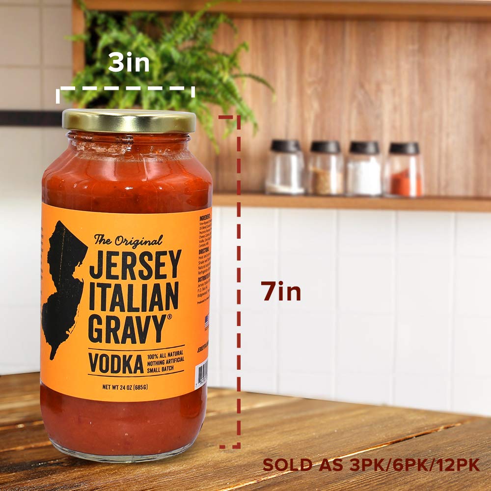 Jersey Italian Gravy-24 Oz Jar-Gourmet, All Natural All Purpose Tomato Sauce For Pasta And More, No Artificial Ingredients- Vegan Friendly-Authentic Recipe For Pasta, (Spirit-Inspired Flavor, 12 Pack)