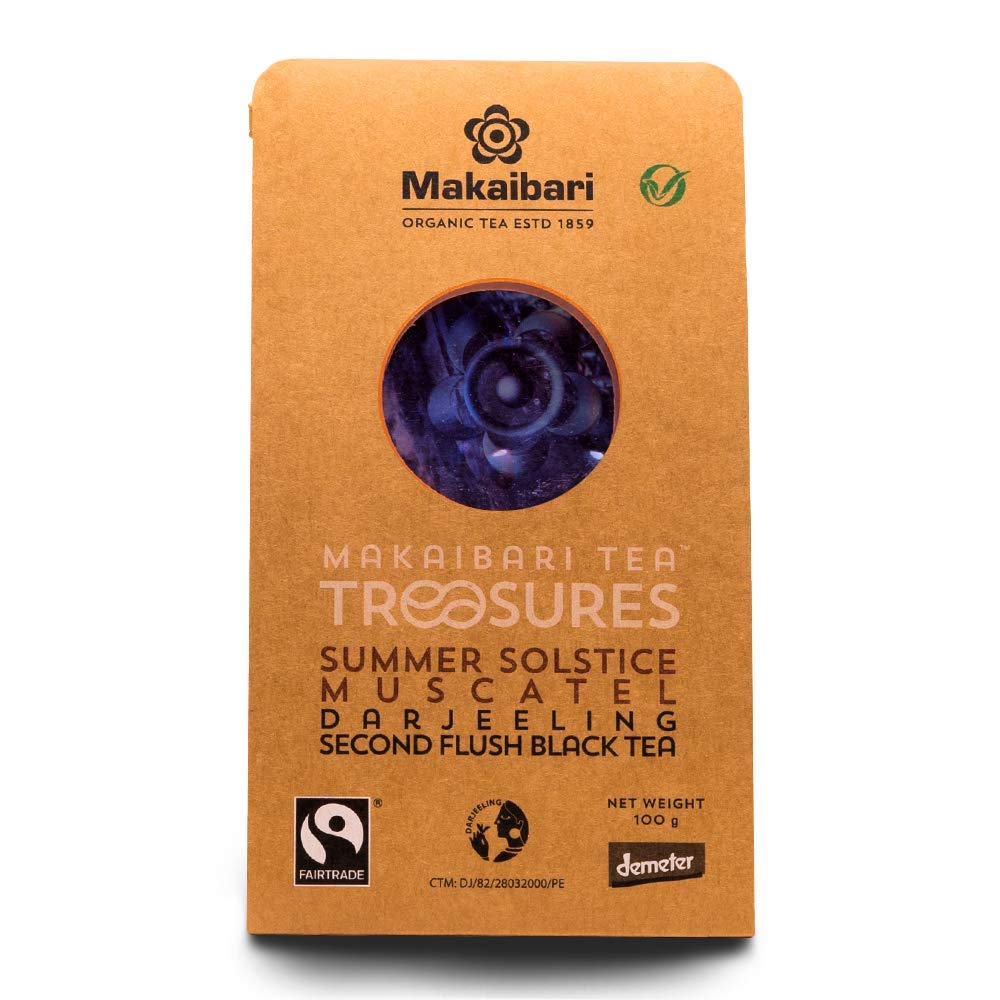 Makaibari Summer Solstice Muscatel Loose Leaf Black Tea 100G (3.52Oz) Pack | Pure Unblended Organic Darjeeling Second Flush Blac