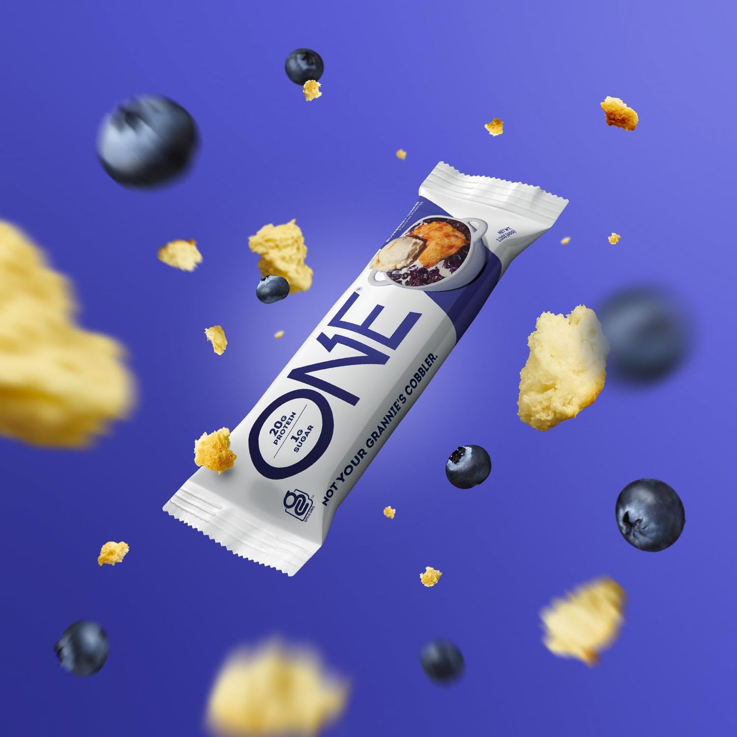 One Protein Bars, Blueberry Cobbler, Gluten Free Protein Bars With 20G Protein And Only 1G Sugar, Guilt-Free Snacking For High P