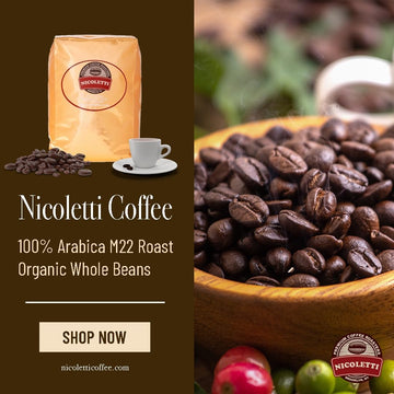 Nicoletti Coffee Espresso (100% Arabica M22 Roast) 2Lb Organic Whole Beans