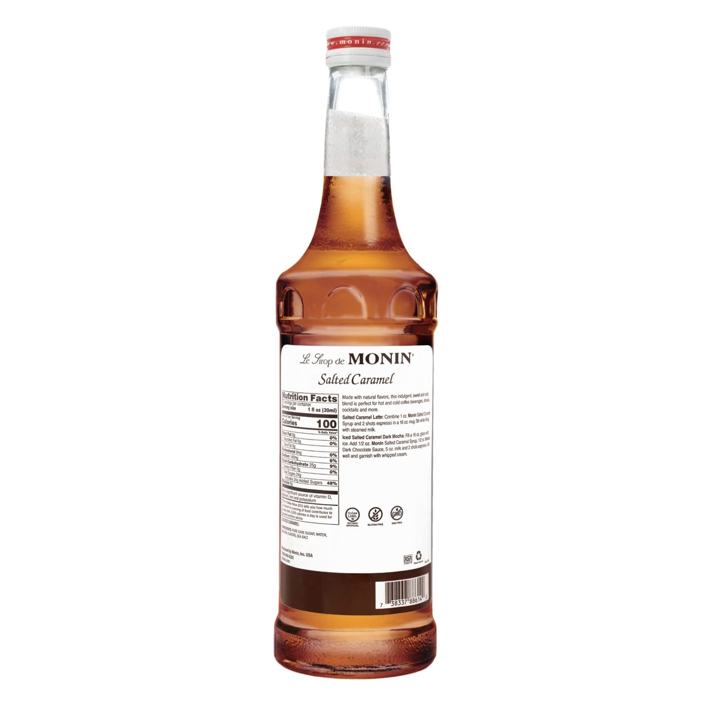 Monin Salted Caramel Syrup - Natural Flavors, Non-GMO, Gluten-Free, 750 ml (25.4 Fl Oz)