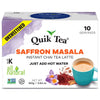 Quiktea Unsweetened Saffron Masala Chai Tea Latte Powder- 10 Count Single Box - All Natural Sugar Free Instant Chai Tea Mix- Jus