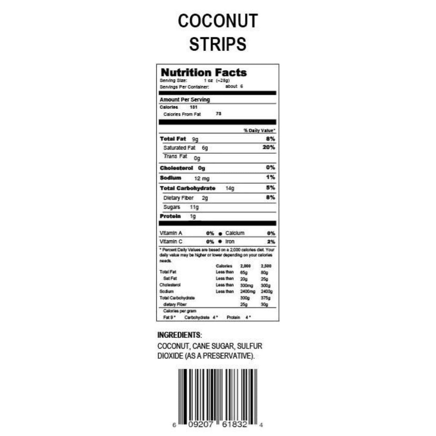 Nutty and Fruity Dried Coconut Strips - Healthy Snack, Non-GMO, Vegan, Gluten-Free, 6 oz