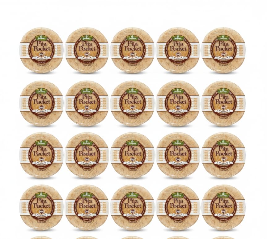 Phoenicia Pita Pocket Fresh Whole Wheat Bread 8Pcs (Medium) (Pack Of 20)