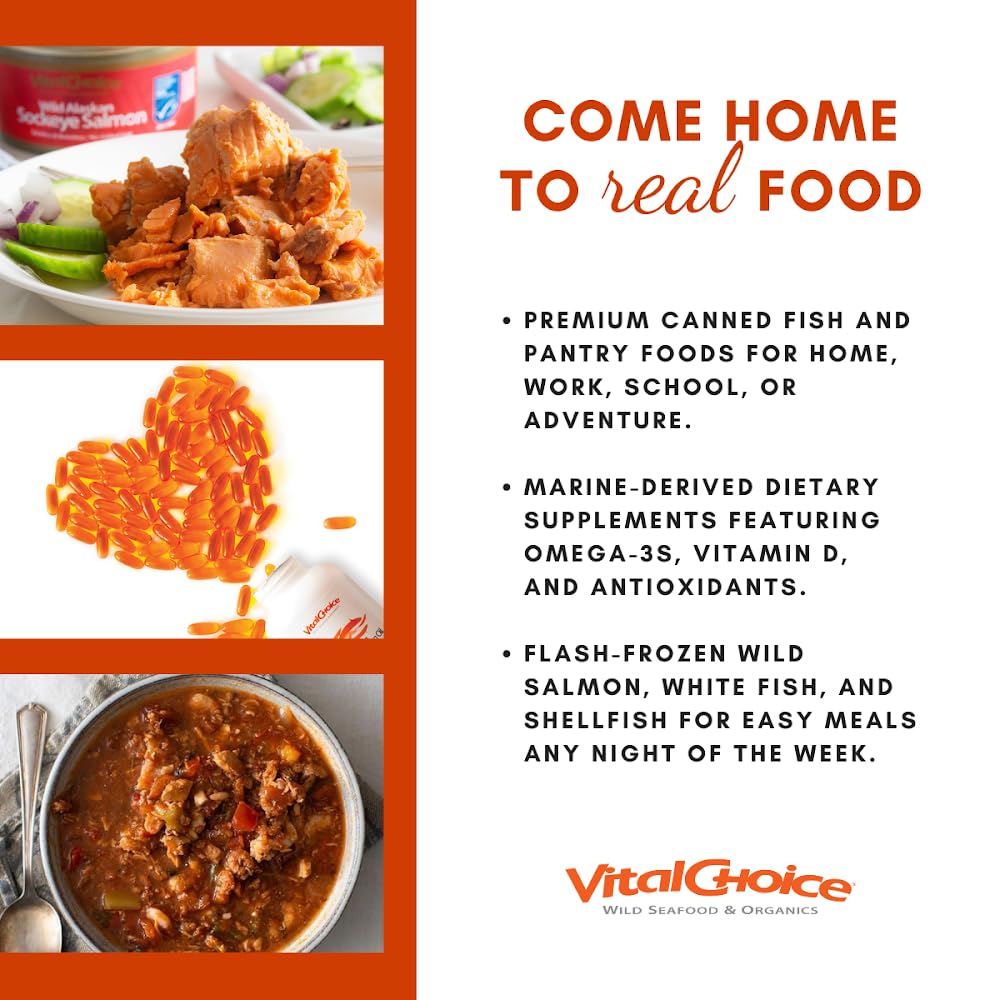 Vital Choice Msc Wild Alaskan Sockeye Salmon, Edible Skin & Bones, 7.5-Oz Cans (Pack Of 6)