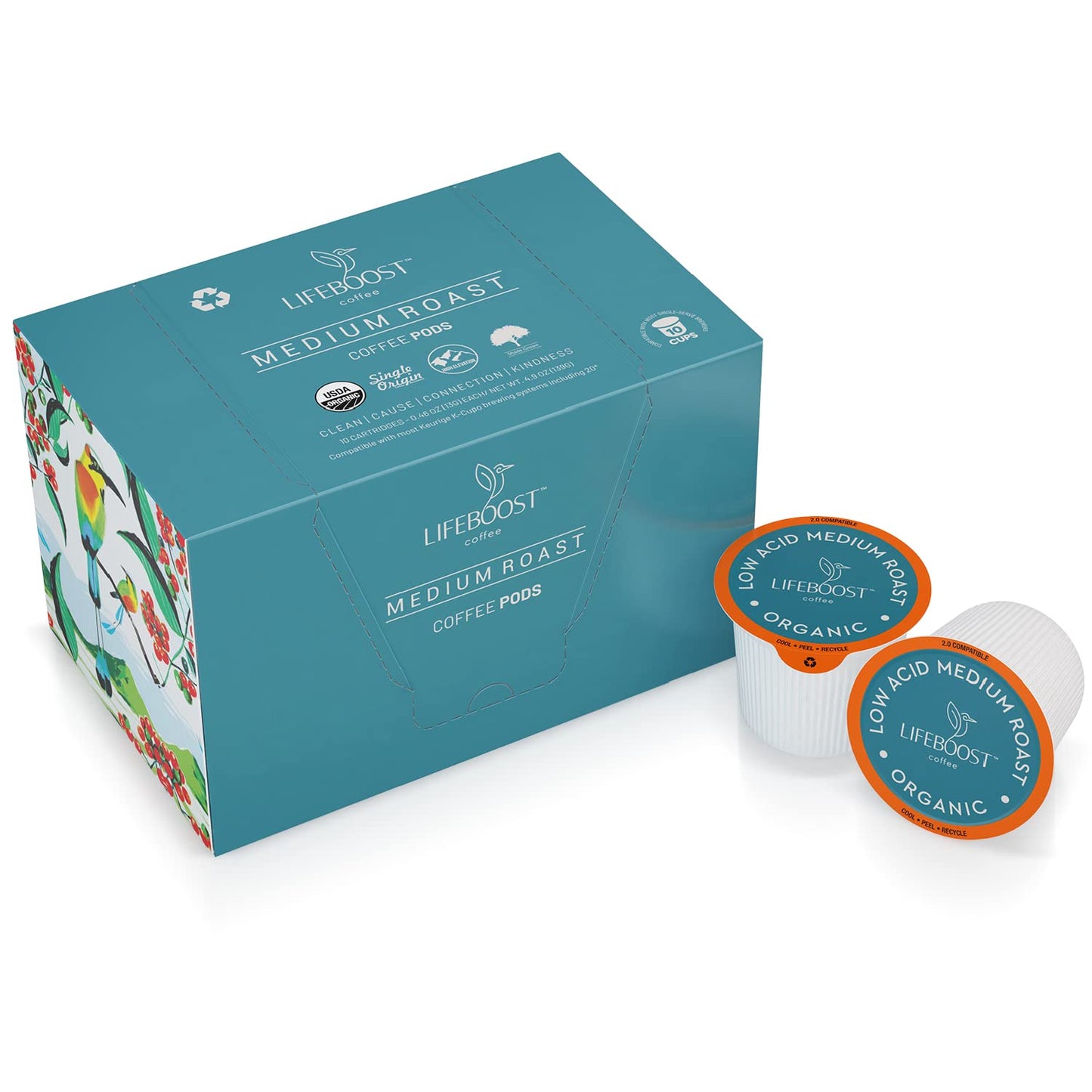 Lifeboost Medium Roast Low Acid Coffee K Cups - Single Origin Mold Free Non-Gmo Organic Coffee Pods - Compatible With Keurig & K